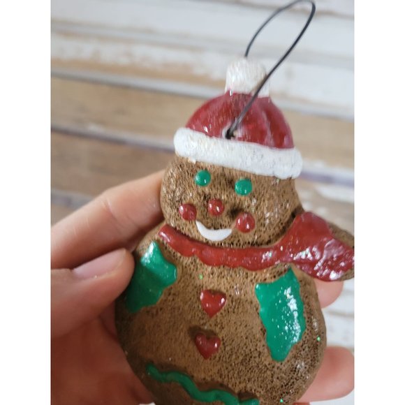 Snowman gingerbread cookie hat ornament Xmas holiday tree vintage - Picture 2 of 8